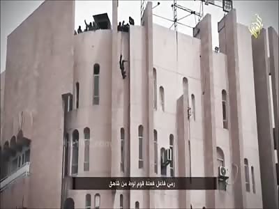 Two Homosexuals Being Thrown from the Top of a Building by Members of the Islamic State