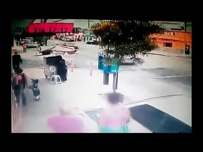 Rider is Struck and Killed in Horrible Accident Nearly Killing Sidewalk Pedestrians Too