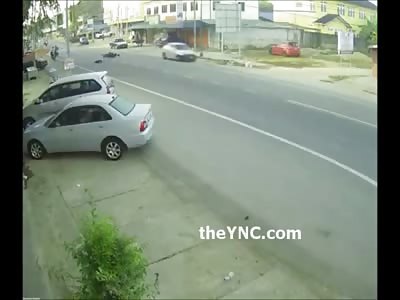 Boy does Not Even See the Woman on the Scooter...2 Angles