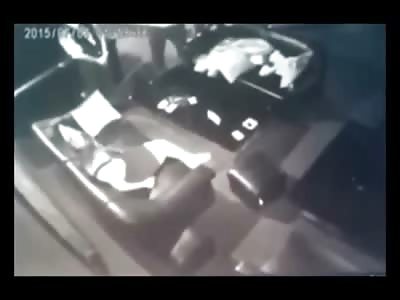 Woman Beaten by a Man in a Hotel Lobby 