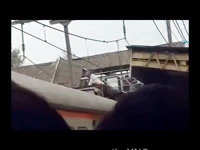 Terrible Way to Die: Man Electrocuted and Burning in Agony Over a Train