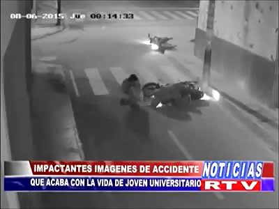 Accident Fatally Sends this Rider Head First into a Pole (2 Angles)