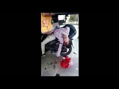 Man Agonizing Stuck in the Back of a Truck w/ his Bike