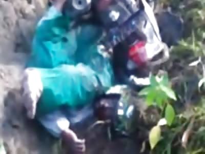 Hydraulics used to Lift Giant truck off of Twisted Biker