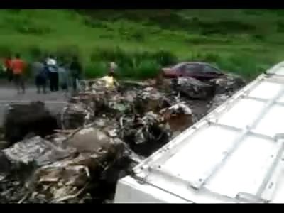 Man Left Sunbathing on the Roof of Car after Horrible Wreck