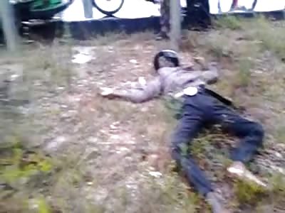 Boy Riding on a Motorcycle with his Father Dies next to Him