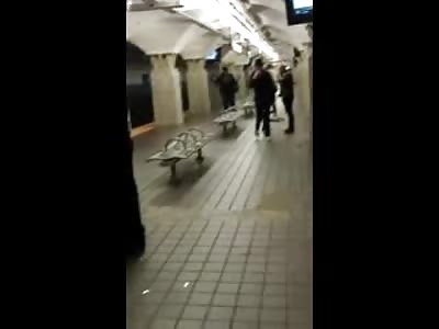 Big Black Guy Owns 2 White Boys in Front of Crazy Blonde who then Attacks the Caeraman