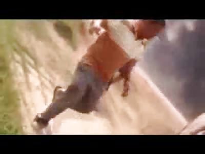 Man on Fire Runs out of Burning Dump Truck 