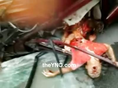 First On Scene in Shock Scene as Family Hit a Bus and Dad Hangs out the Window Upside Down 