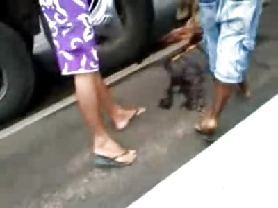 Absolutely Brutal Gore: Drunk Naked Man Stumbled across the Street and Run Over by Cement Truck