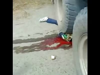 Boy with Backpack Crushed underneath Giant Truck Wheel as Onlookers Scream 