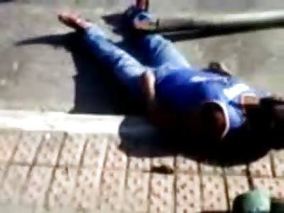 BRUTAL Murder: Man with Knife stuck in his Head gets it Kicked In the Rest of the Way by Attacker