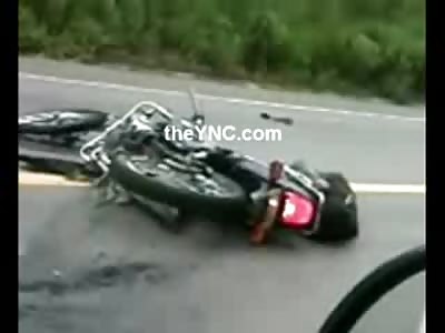 Brain Omelet on the Road from Motorcycle Accident..