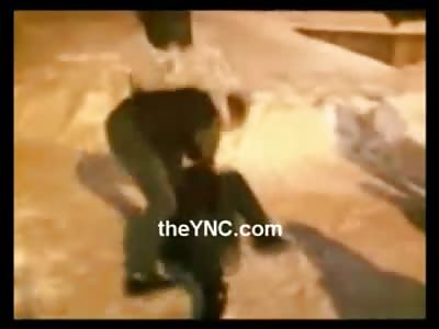 Cowering Boy is Beaten like a Girl in the Snow