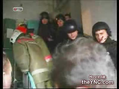 Russian Man burns alive and Jumps