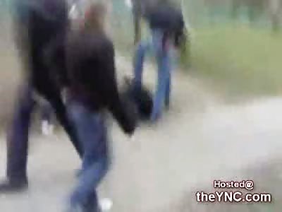 Skinhead Group Brutally Stomps an Arab kid in a Park