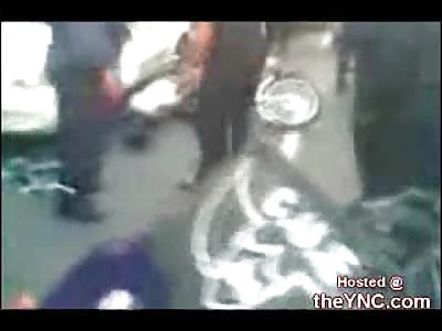 Police Car Runs Down and Kills Robber On Motorcycle