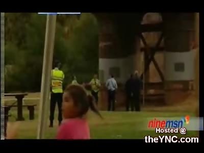 Suicidal Man Talked out of Jumping Slips and is Hit By the Rescue Vehicle