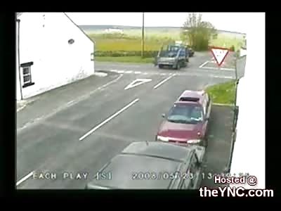 Guy on a Scooter Gets Hit by a Car and Thrown Head First into a Wall