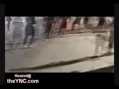 Huge Brawl on the Beach between Surfer Girls and Guys vs Paparazzi