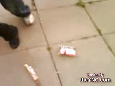 Complete Asshole beats up a Fat Kid and Steals his Candy