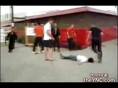 Poor Little Lady Gets Knocked out Hard by Siberian Ogre