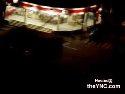 Chinese Kid Fighting in the Street gets Run Over and Thrown against the Concrete Steps