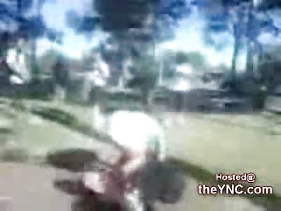 Blonde in a Mini Skirt KO's Her Opponent and then Stomps on her Head