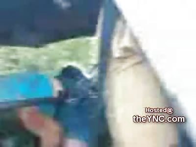 Chicken Truck Driver has the Steering Wheel through his Head and Runs Over the Farmer (Graphic)