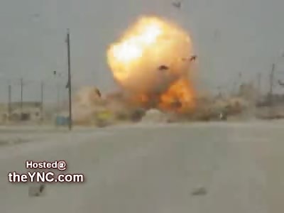 Terrorist in his Car goes Airborn from his own VBIED