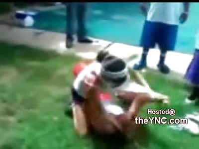 Cute Angry Girl Pounds The Living Shit out of Girl...Then Throws her in The Pool