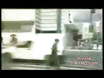 Disturbed Man Dances in the Busy Street gets NAILED by Car