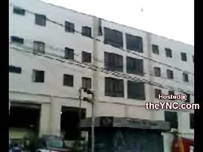 Suicide by Drop Hanging from Rooftop (Snapped Neck)