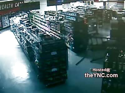 Complete Retard Trying to Rob a Store Falls Several Times Trying to Escape Through the Roof