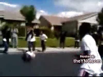 KO and Run: Little Black Kid throws Cheap Shot KO Punch to White Kid Involved in Fight