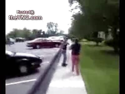 Big Black Girl Sits on her White Opponent in Fight after School