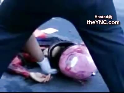 Pretty Female Biker with Pink Helmet is Ripped Completely in Half