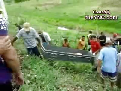 Half Naked Female Corpse pulled Up from Car Wreck