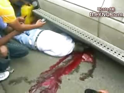Onlookers Record Cell Phone Videos of Man with Streaming Brains after a Truck Rolled on his Head ( 3 Different Angles)
