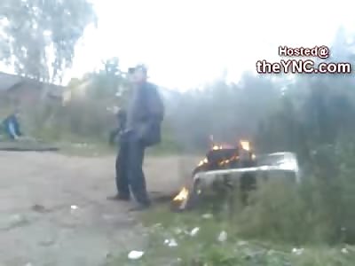 Drunk Showoff Russian Burns his Pants Off 
