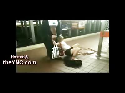 Girl HIGH as a Kite makes an Epic Attempt at Standing Up on the Subway Floor