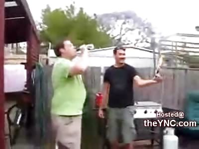 Fat Kid lights his Face on Fire