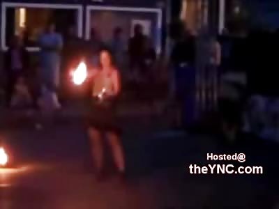 Fire Eating Woman's Performance Ends Horribly