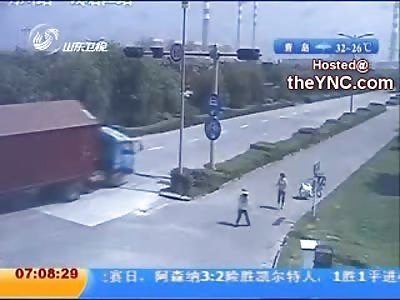 OH MY: Very Unlucky Woman BLASTED by Telephone Pole hit by a Truck