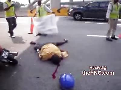 Dead on the Street and Twisted up after Accident