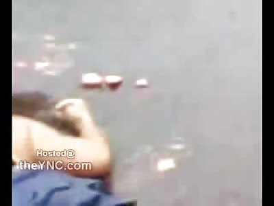 Gruesome Remains of a Heavy Female Bicyclist Ran Over by a Truck