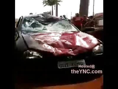 Skinny Female Ejected from Passenger Window Dead in the Road