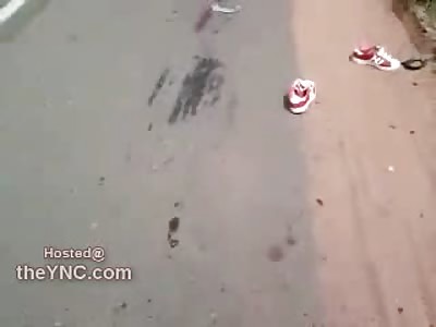 GRISLY Scene: Motorcycle...Sneakers....Man Pulled in Half after he Lost Control of his Bike