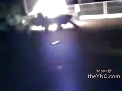 HORRIBLE: Man Laying on his Horn for Help as he Burns Alive after Accident 