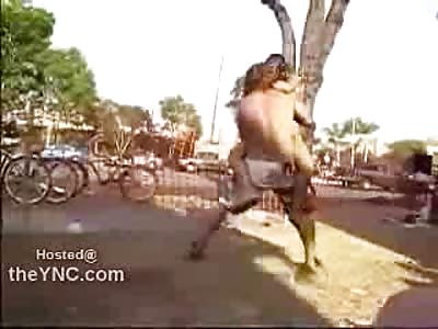 Drunk Moron Smashes Girl's Head on the Dirt during a Dance